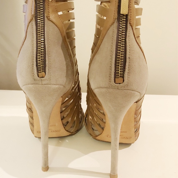 Authentic JIMMY CHOO open toe bootie 38 beige - Picture 3 of 5